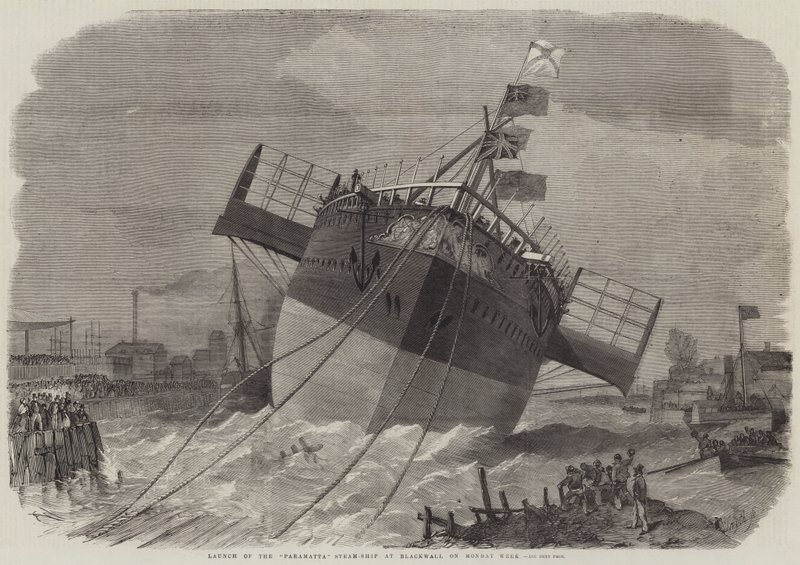 Lansering av Parramatta Steamship på Blackwall mandag uke av Edwin Weedon