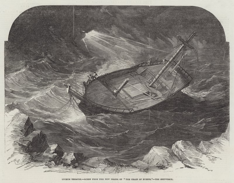 Lyceum Theatre, Scene fra New Drama of The Chain of Events, the Shipwreck av Edwin Weedon