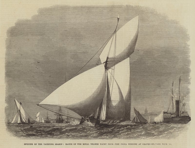 Åpning av Yachting-sesongen, Match of the Royal Thames Yacht Club, Fiona-vinner på Gravesend av Edwin Weedon