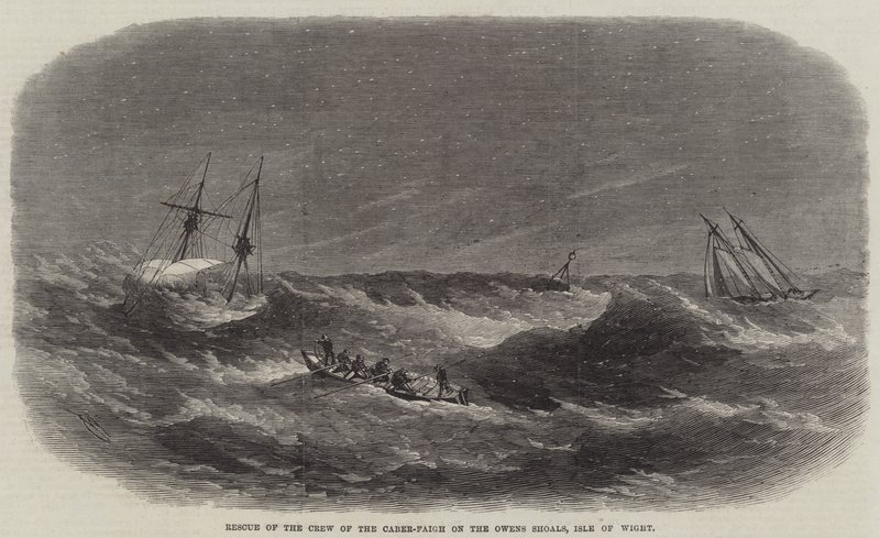 Redning av mannskapet på Caber-Faigh på Owens Shoals, Isle of Wight av Edwin Weedon