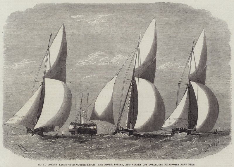 Royal London Yacht Club Cutter-Match, Niobe, Sphinx og Vindex utenfor Coalhouse Point av Edwin Weedon