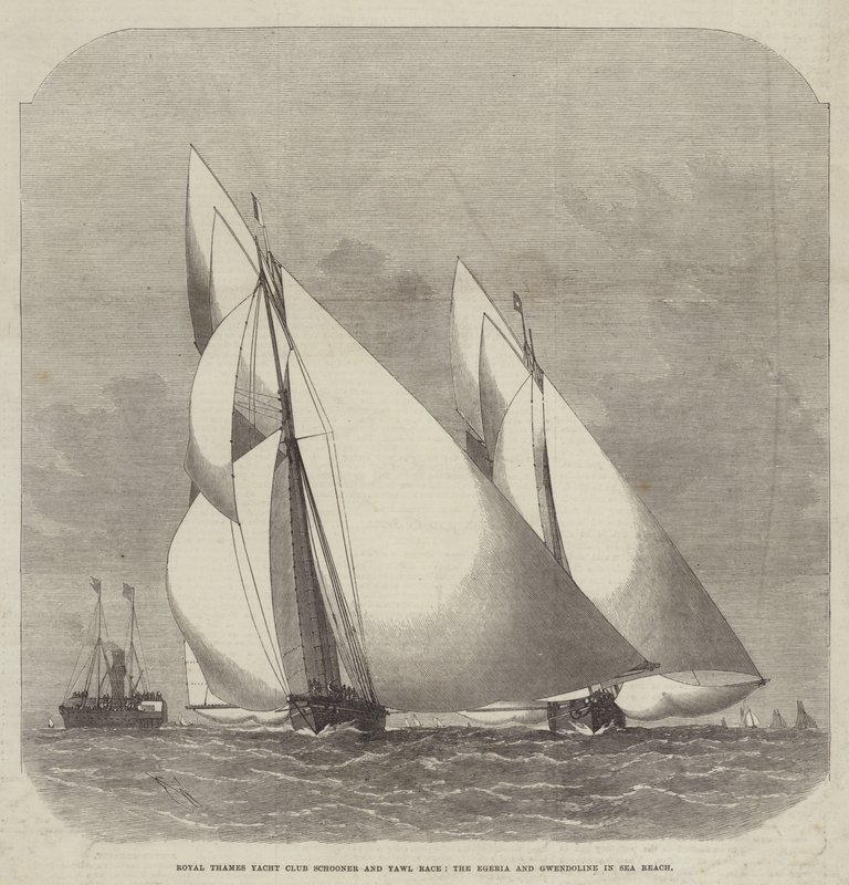 Royal Thames Yacht Club Schooner and Yawl Race, Egeria og Gwendoline i Sea Reach av Edwin Weedon
