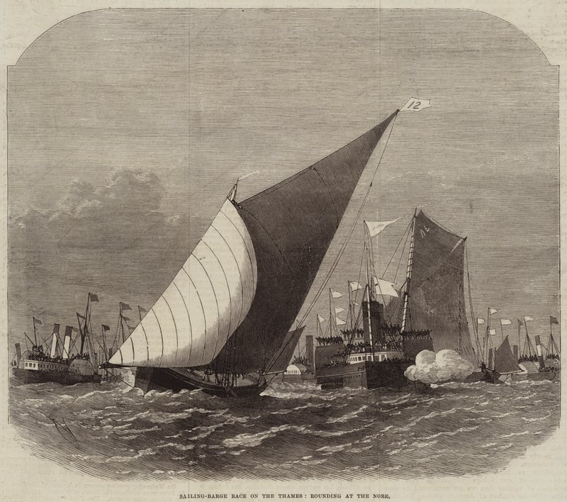 Sailing-Barge Race på Themsen, runding ved Nore av Edwin Weedon