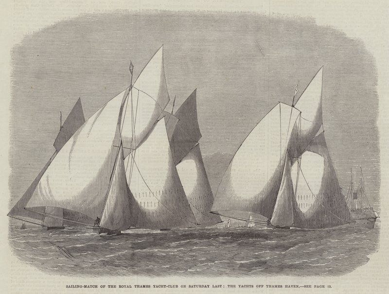 Seilkamp av Royal Thames Yacht-Club på lørdag sist, yachter utenfor Thames Haven av Edwin Weedon
