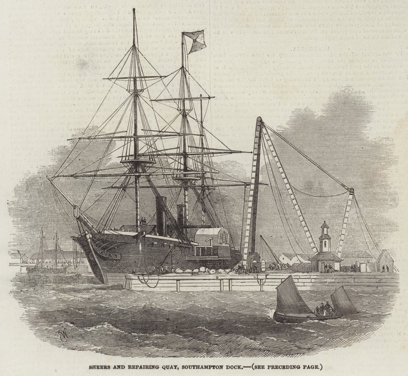Sheers and Repairing Quay, Southampton Dock av Edwin Weedon