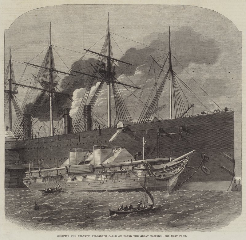 Sender Atlantic Telegraph Cable om bord på Great Eastern av Edwin Weedon