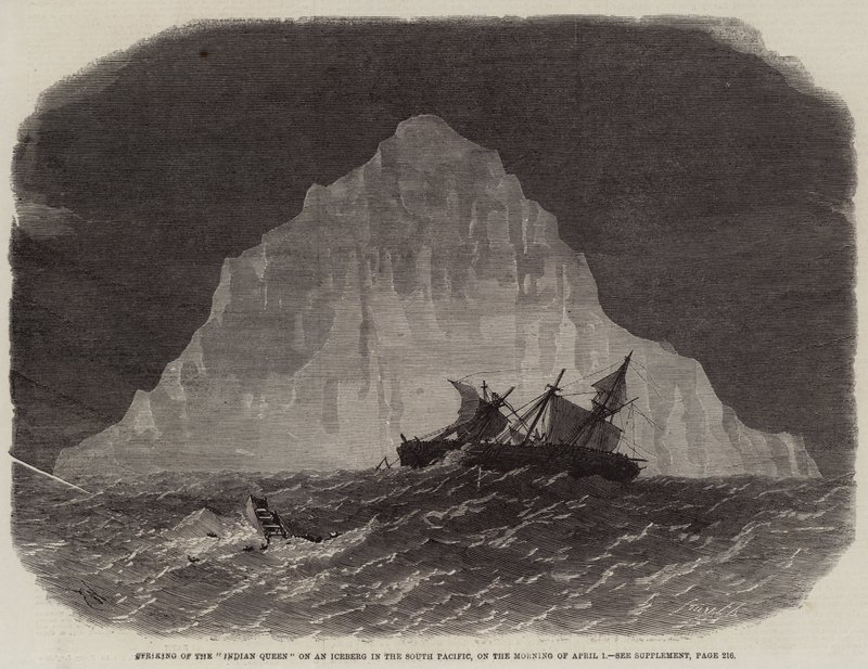 Slag av den indiske dronningen på et isfjell i det sørlige Stillehavet, om morgenen 1. april av Edwin Weedon