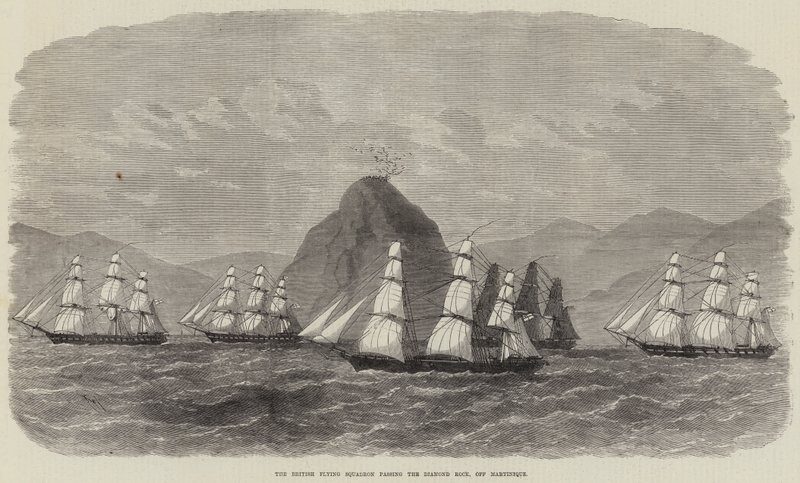 British Flying Squadron passerer Diamond Rock, utenfor Martinique av Edwin Weedon