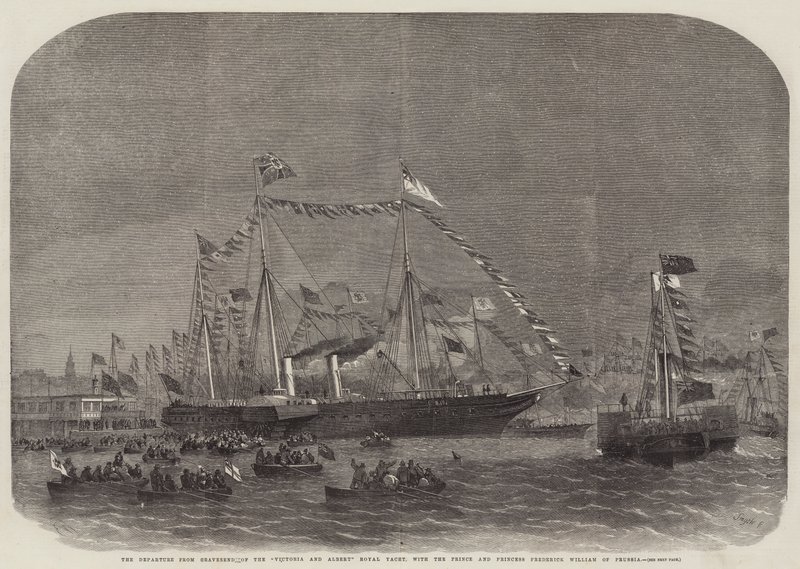 Avgangen fra Gravesend av Victoria og Albert Royal Yacht, med prinsen og prinsessen Frederick William av Preussen av Edwin Weedon
