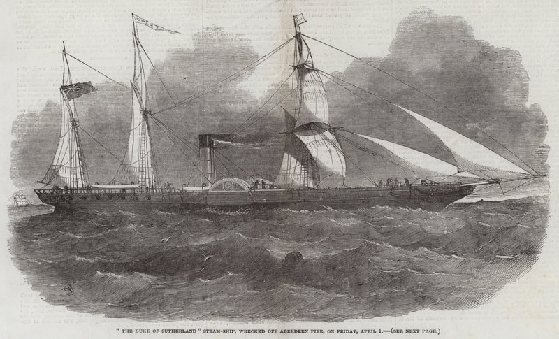 The Duke of Sutherland Steam-Ship, vraket utenfor Aberdeen Pier, fredag 1. april av Edwin Weedon