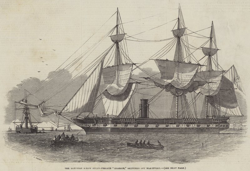 Egyptian Screw Steam-Frigat Sharkie, skissert av Blackwall av Edwin Weedon