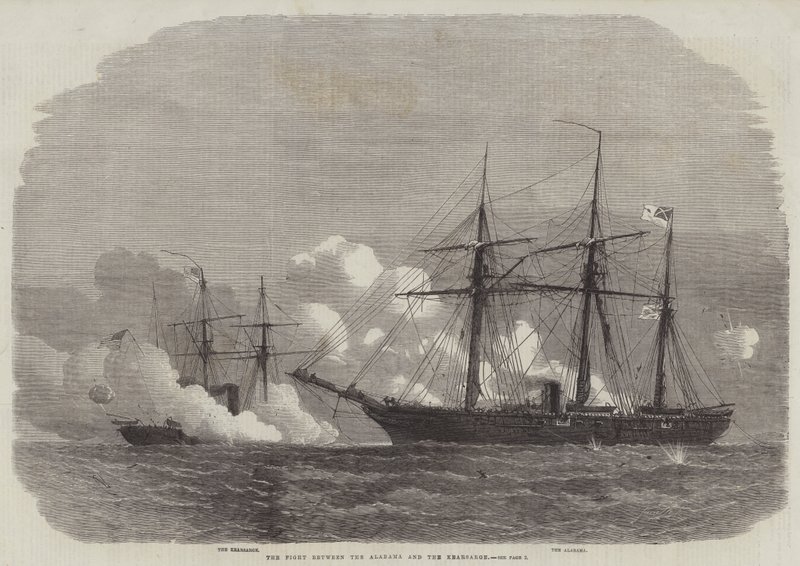 Kampen mellom Alabama og Kearsarge av Edwin Weedon