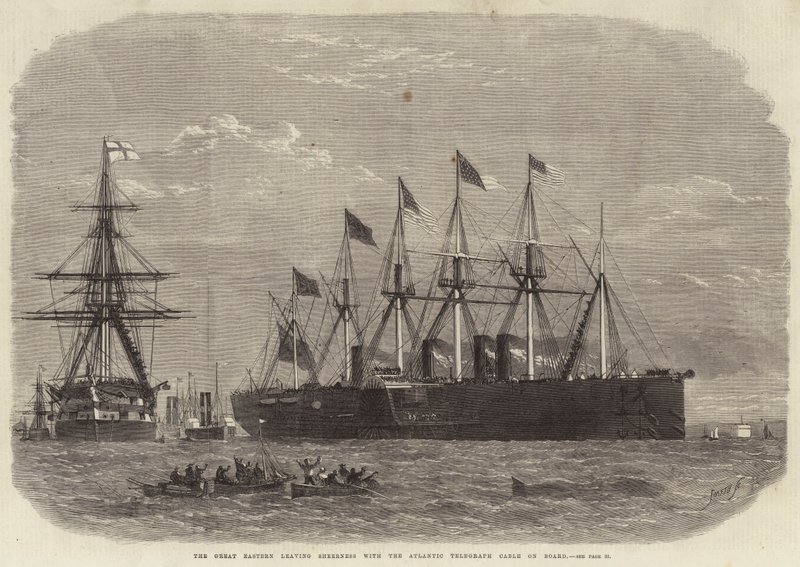 The Great Eastern forlater Sheerness med Atlantic Telegraph Cable om bord av Edwin Weedon