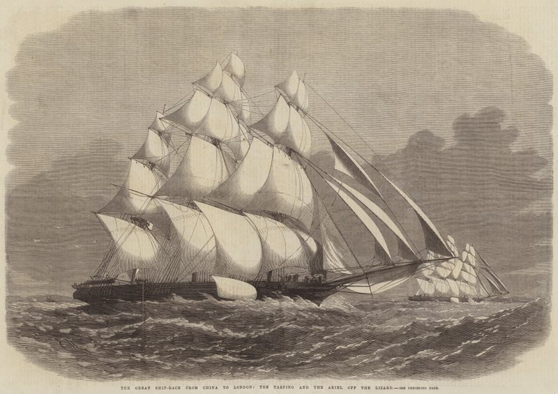 The Great Ship-Race fra Kina til London, Taeping og Ariel off the Lizard av Edwin Weedon