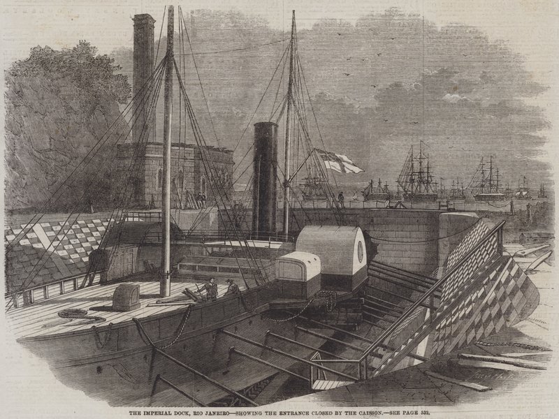 Imperial Dock, Rio Janeiro, som viser inngangen stengt av Caisson av Edwin Weedon