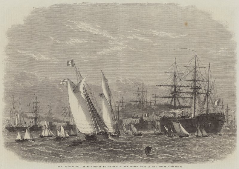 Den internasjonale sjøfestivalen i Portsmouth, den franske flåten forlater Spithead av Edwin Weedon