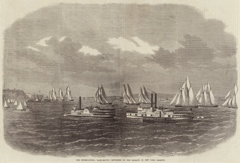 The International Yacht-Match, tilbake til Narrows i New York Harbor av Edwin Weedon