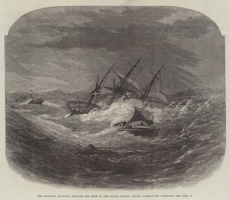 Redningsbåten Bradford reddet mannskapet på den danske Barque Aurora Borealis utenfor Ramsgate av Edwin Weedon