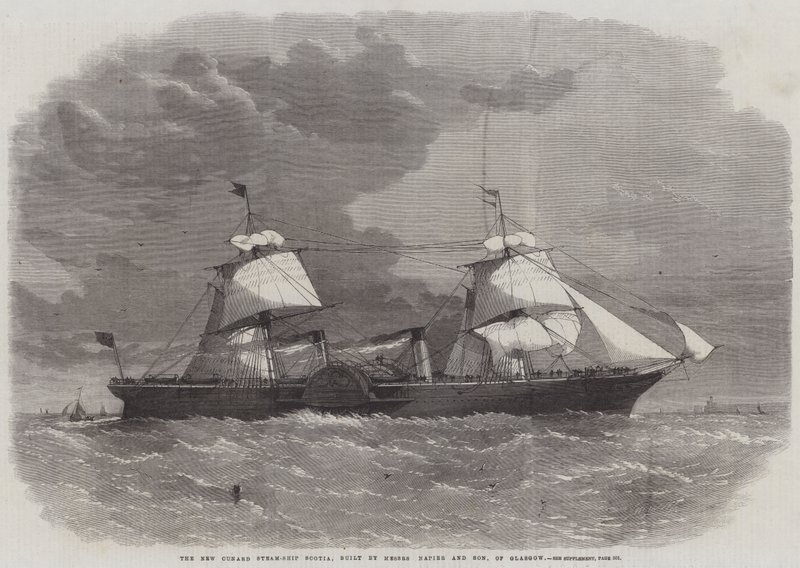 The New Cunard Steamship Scotia, bygget av Mrs Napier og Son, fra Glasgow av Edwin Weedon