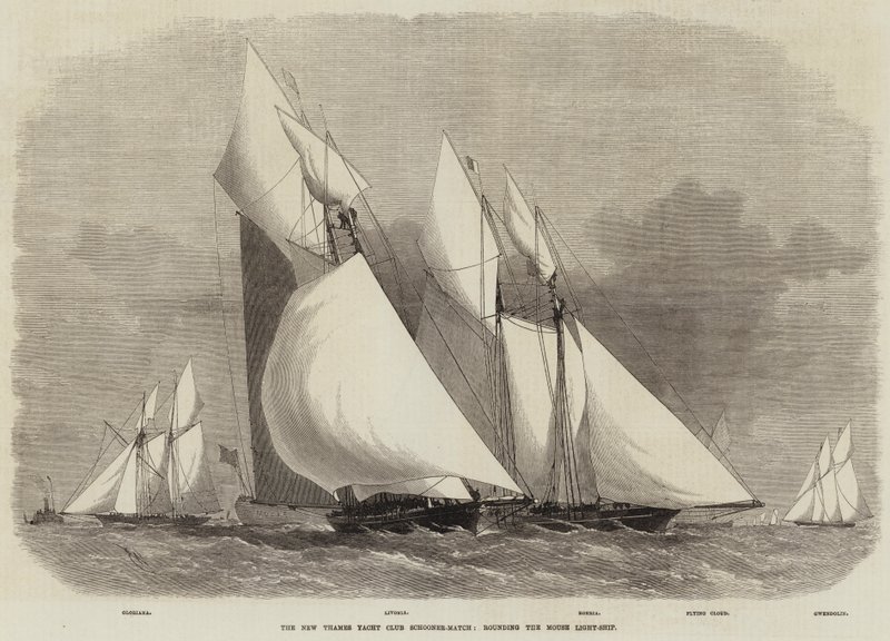 The New Thames Yacht Club Schooner-Match, runder Mouse Light-Ship av Edwin Weedon