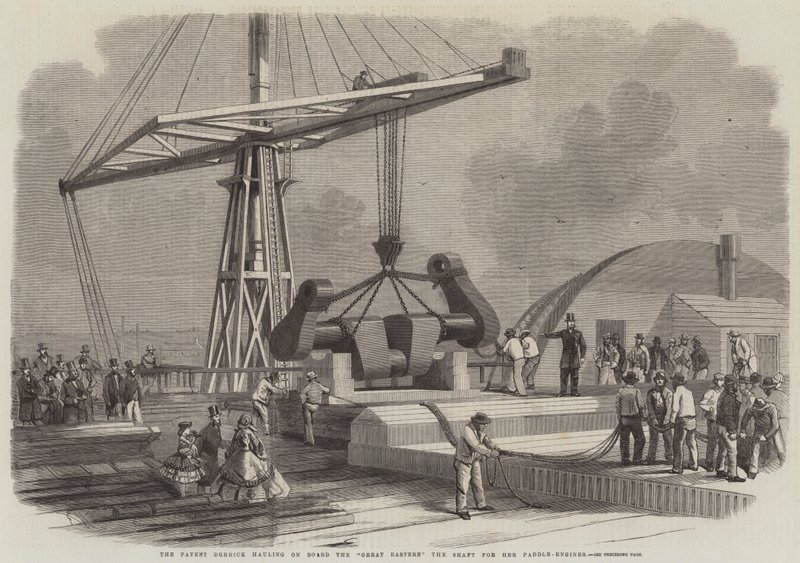 Patent-boretårnet drar om bord på Great Eastern the Shaft for sine padle-motorer av Edwin Weedon