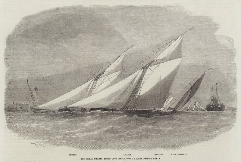 Royal Thames Yacht Club Match, yachter passerer Grays av Edwin Weedon