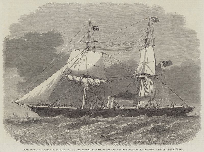 Twin Screw-Steamer Ruahini, en av Panama-linjen til australske og New Zealand-postpakker av Edwin Weedon