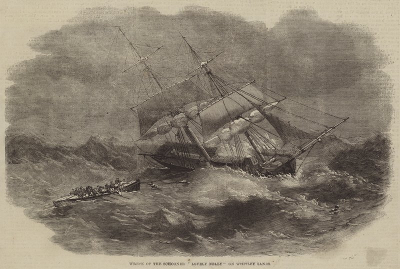 Vraket av Schooner Lovely Nelly på Whitley Sands av Edwin Weedon