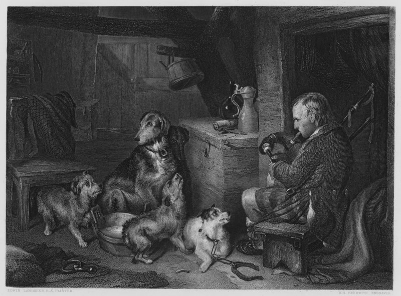 Highland Music, fra bildet i Vernon Gallery (gravering) av Edwin (after) Landseer