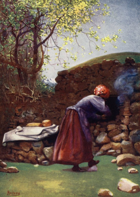 Korsika: Bakeovn, Aleria (farge litho) av Edwin Arthur Norbury