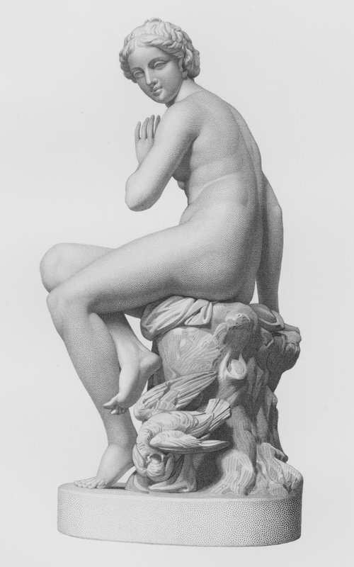 A Nymph Surprised, gravert av E Roffe fra statuen av EG Papworth, Junior (gravering) av Edwin Roffe