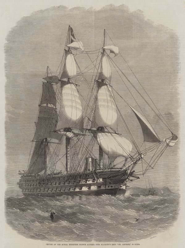 Cruise av Hans Kongelige Høyhet Prins Alfred, Hennes Majestets skip St. George, 90 kanoner av Edwin Weedon