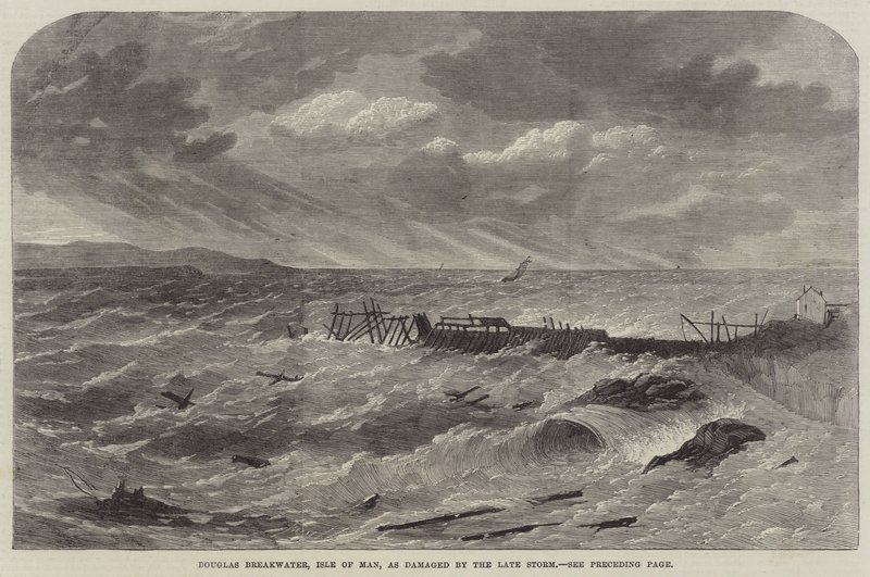 Douglas Breakwater, Isle of Man, skadet av avdøde Storm av Edwin Weedon