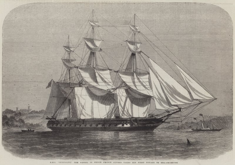 HMS Euryalus, fartøyet der prins Alfred tar sin første sjøreise av Edwin Weedon