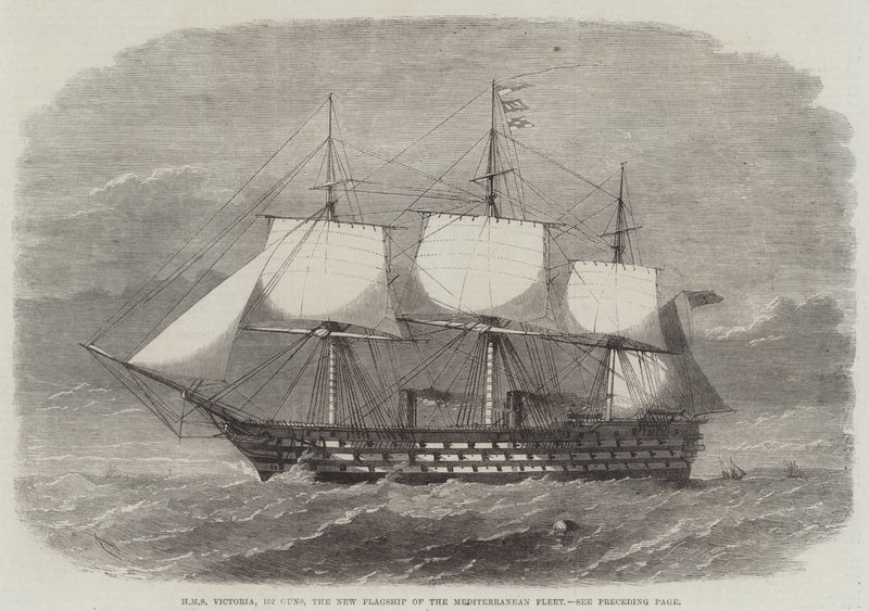 HMS Victoria, 102 kanoner, Middelhavsflåtens nye flaggskip av Edwin Weedon