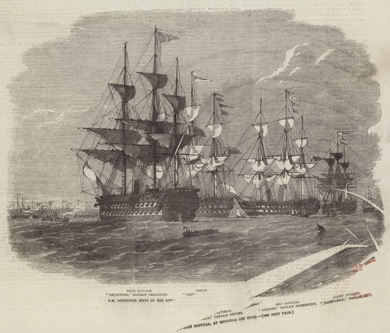 HM Divisional Ships of the Gun-Boat Flotilla, ved Moorings utenfor Ryde av Edwin Weedon