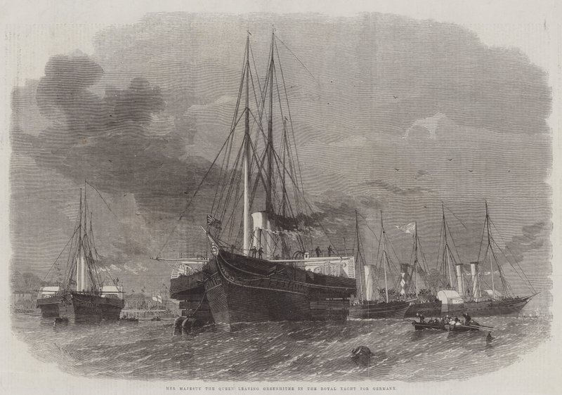 Hennes Majestet Dronningen forlater Greenhithe i Royal Yacht for Tyskland av Edwin Weedon