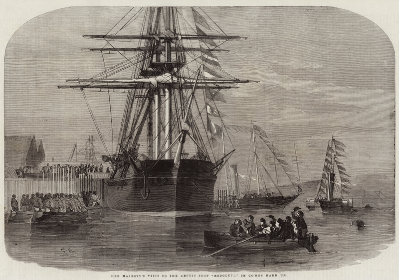 Hennes Majestets besøk til Arctic Ship Resolute, i Cowes Harbor av Edwin Weedon