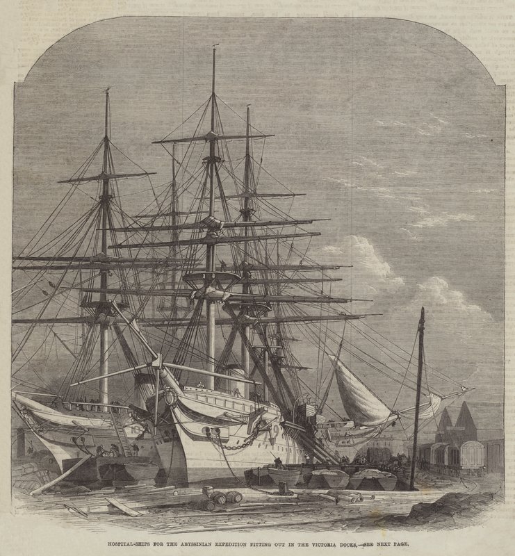 Sykehus-skip for Abessinier-ekspedisjonen innredning i Victoria Docks av Edwin Weedon