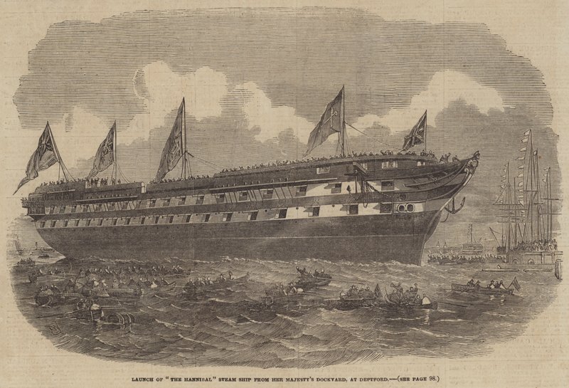 Lansering av Hannibal Steam Ship fra Majesty