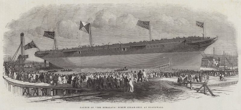 Lansering av The Himalaya Screw Steam-Ship, på Blackwall av Edwin Weedon