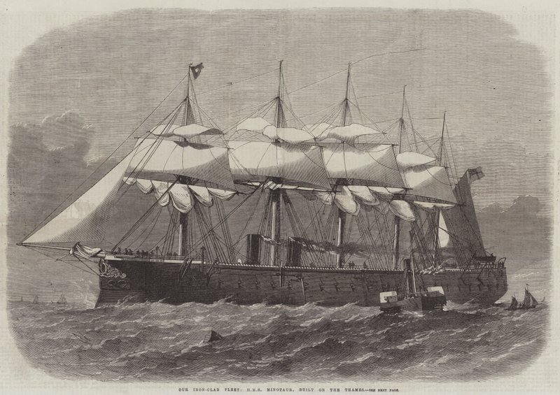 Vår jernkledde flåte, HMS Minotaur, bygget på Themsen av Edwin Weedon