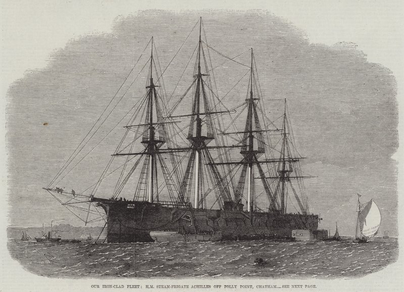 Vår jernkledde flåte, HM Steam-Frigat Achilles utenfor Folly Point, Chatham av Edwin Weedon