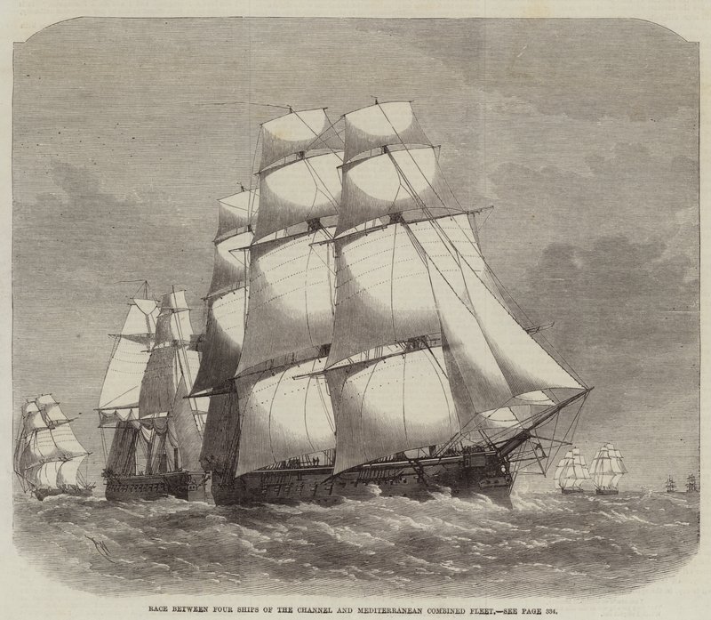 Kappløp mellom Four Ships of the Channel og Mediterranean Combined Fleet av Edwin Weedon