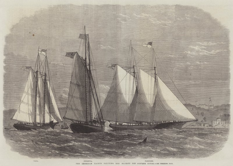 The American Yachts hilser Hennes Majestet utenfor Osborne House av Edwin Weedon