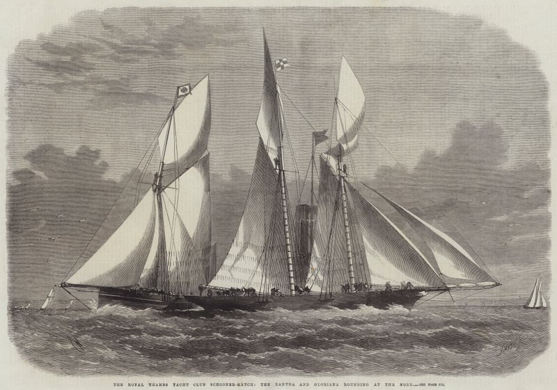 Royal Thames Yacht Club Schooner-Match, Xantha og Gloriana-rundingen ved Nore av Edwin Weedon