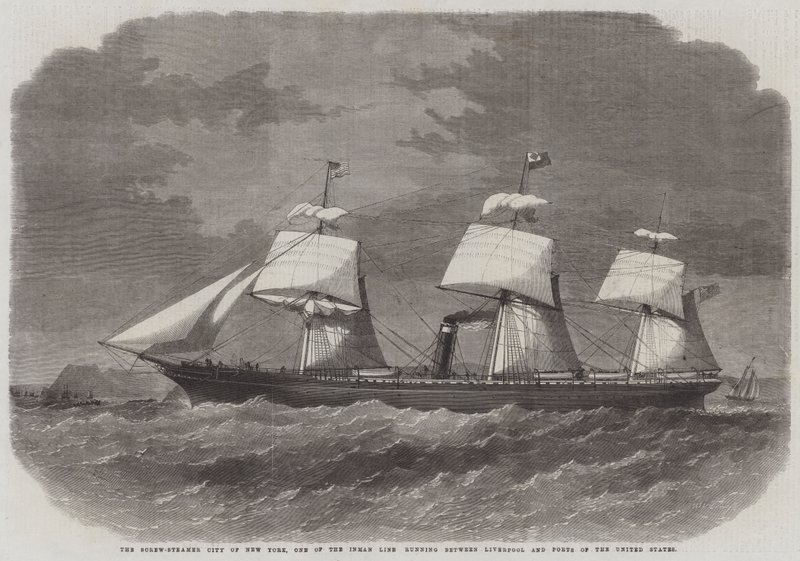 Screw-Steamer City of New York, en av Inman Line som går mellom Liverpool og havner i USA av Edwin Weedon
