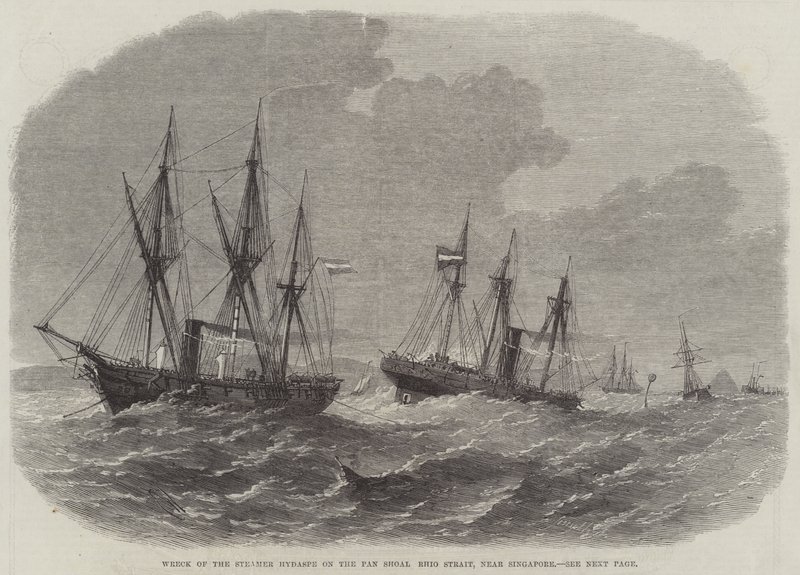 Vraket av Steamer Hydaspe på Pan Shoal Rhio-stredet, nær Singapore av Edwin Weedon
