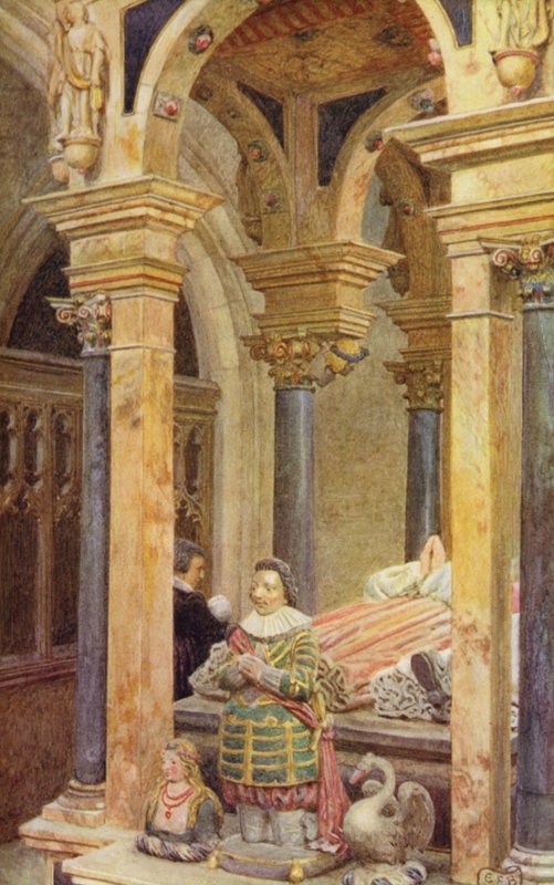Og tenk ikke på det trange rommet mellom en vugge og en grav (farge litho) av Eleanor Fortescue Brickdale