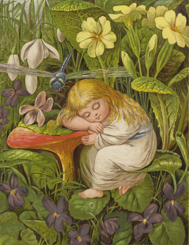 Men han ble bare senket i en drøm om glede (farge litho) av Eleanor Fortescue Brickdale